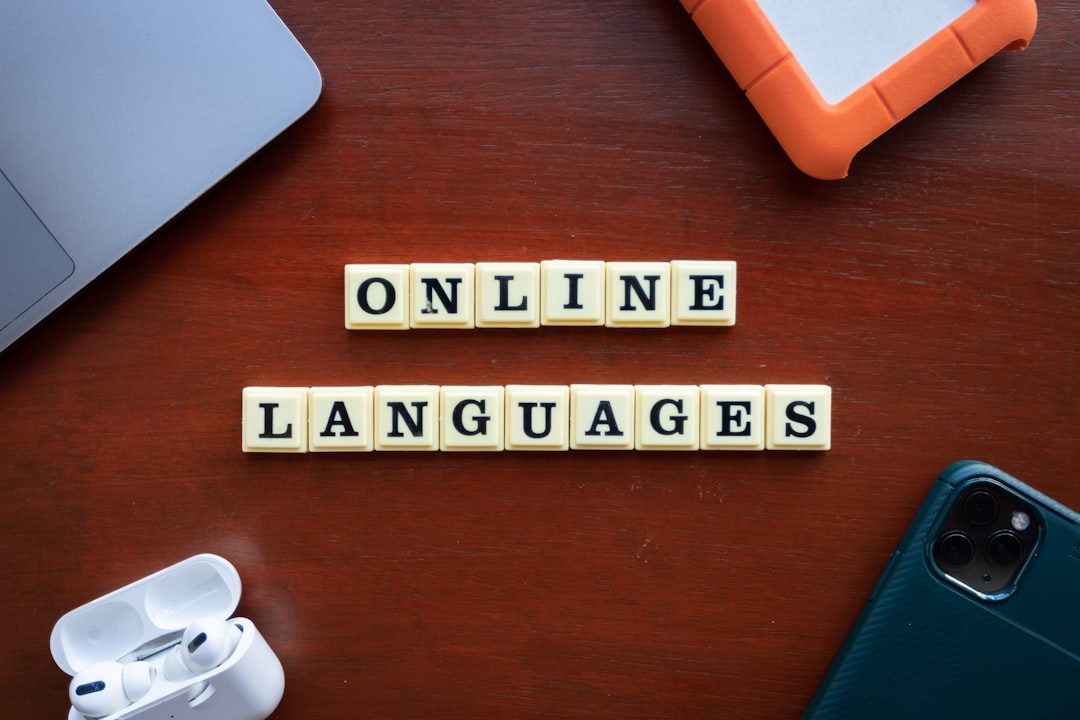 Online languages concept with gadgets