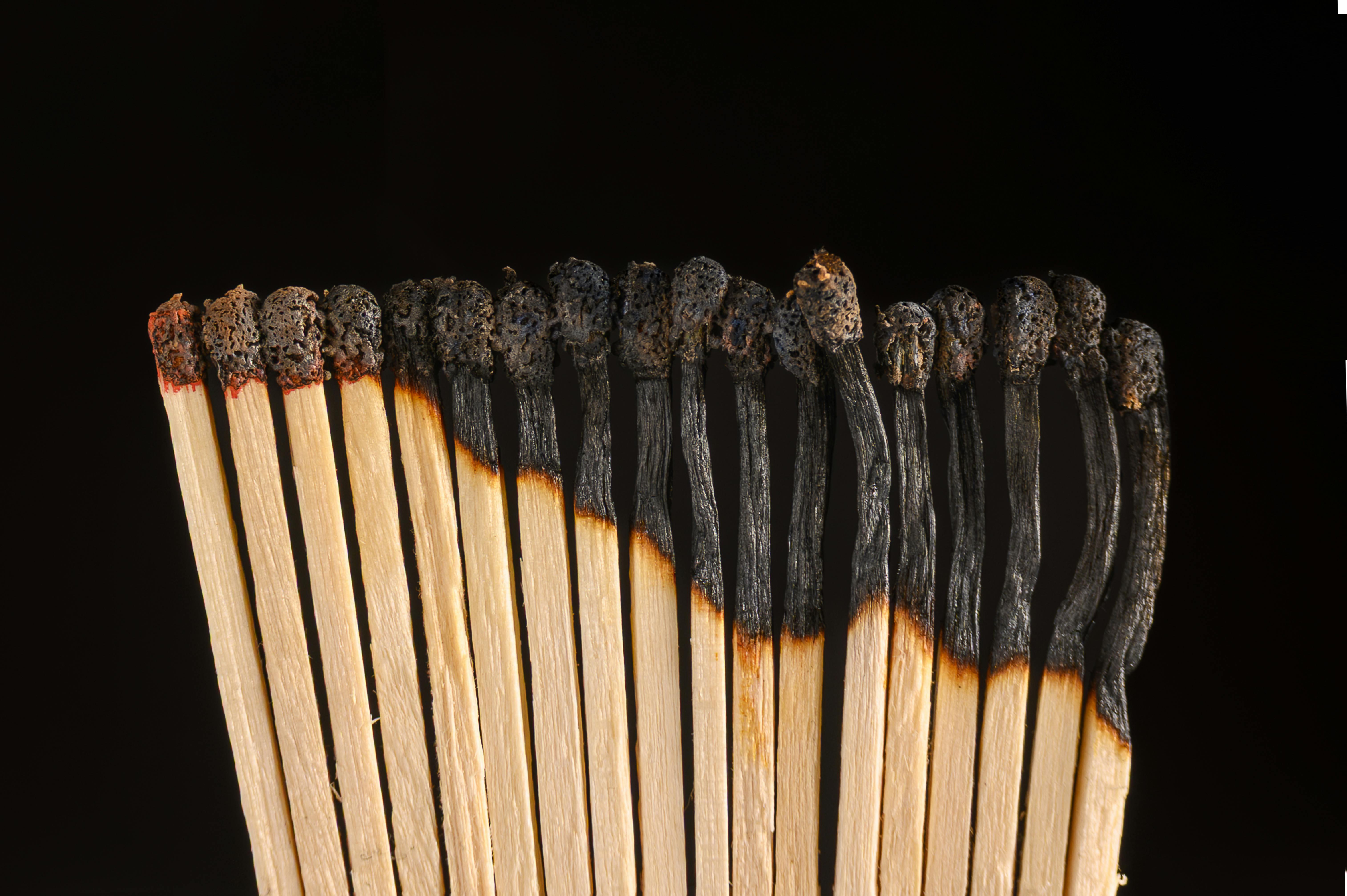 Burnt matches in a diagonal row