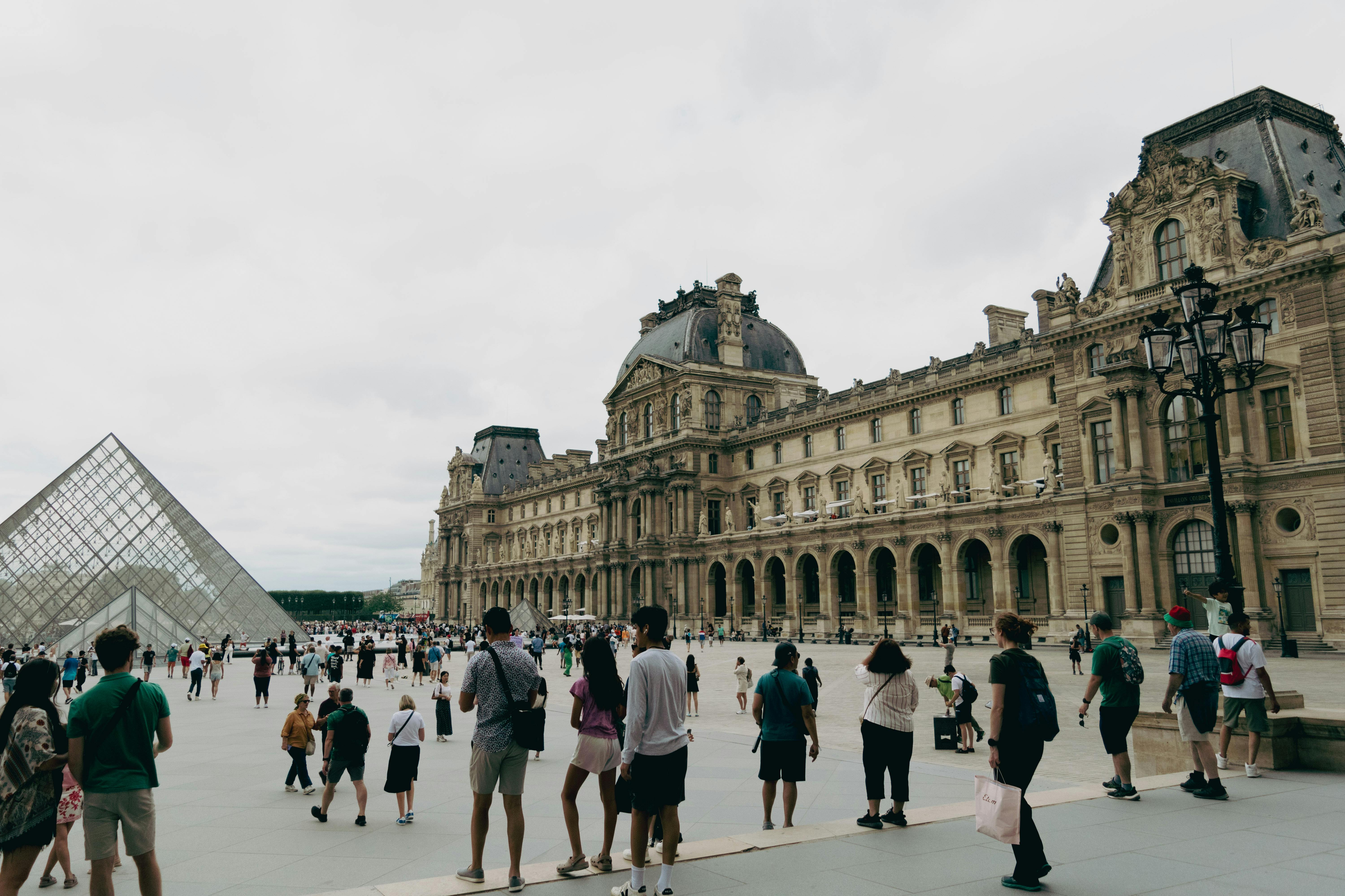 Louvre Museum Paris with glass pyramid entrance